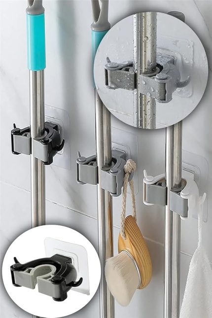 Süpürge Fırça Ve Mop Askısı Sap Tutucu Mutfak Banyo Askı 2 Adet