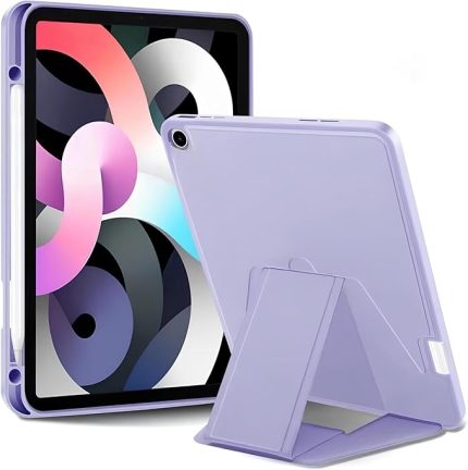 iPad Tablet İle Uyumlu Kılıf Lüks Kadife İç Kaplamalı Suni Deri Mıknatıslı Standlı Tablet Arka Kapak (Lila, iPad 9.Nesil 10.2 İnch)