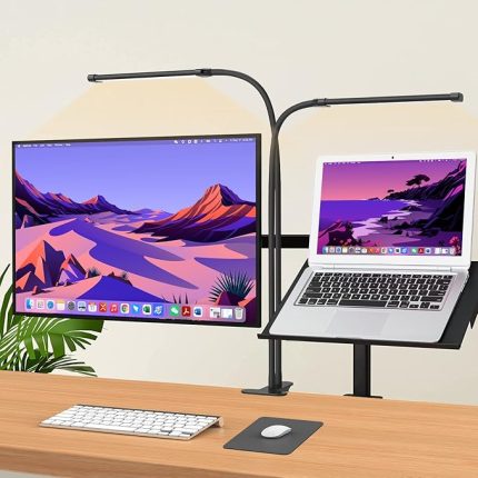 77 LED Çalışma Masası Lambası, Kısılabilir - 3 Renk Sıcaklığı ve 10 Parlaklık Kademesi, 70 cm Esnek Kuğu Boynu, USB Şarj Cihazlı, Kelepçeli Lamba, Ev Ofis İçin