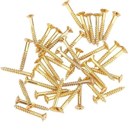 40 Adet Gitar Toplama Vidası, Gitar Humbucker Pikap Vidaları Seti Seti Halka Montaj Vidaları (Altın)