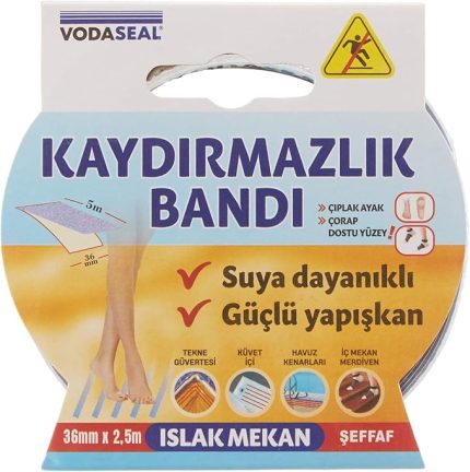 Islak Mekan Kaydırmazlık Bandı, 36mmx2.5, Şeffaf