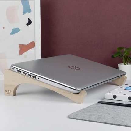 Wood Doğal Ağaç Laptop Masa Standı Ve Yükseltici Notebook Tutucu