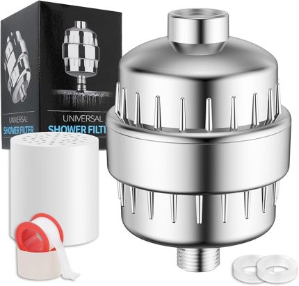 Kademeli Duş Filtresi Duş Başlığı Filtresi, Klor Ağır Metalleri ve Diğer Tortuları Çıkarın, Sert Su Filtresi, Cilt ve Saç Daha Sağlıklı, C Vitamini Su Yumuşatıcı Kuru Kaşıntılı Cildi Azaltır