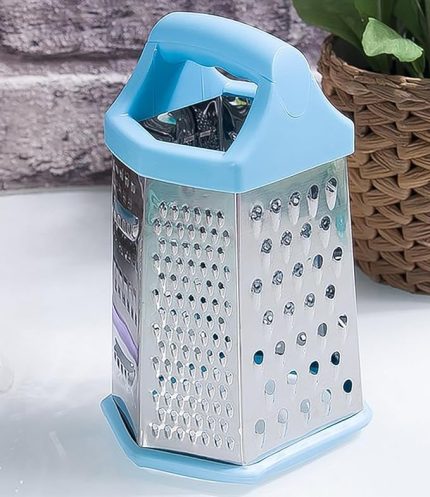 6 Yüzeyli Mutfak Rendesi, Tutacaklı, Altıgen (Mavi)