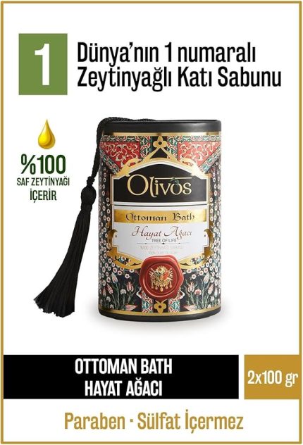 Ottoman Serisi Zeytinyağlı Katı Sabun - Osmanlı Kültüründen İlham Alan Doğal Cilt Bakımı, Geleneksel Hamam Kokulu, Özel Kutusunda Hediye Seti, 100 gr x 2 (Mavi Beyaz)