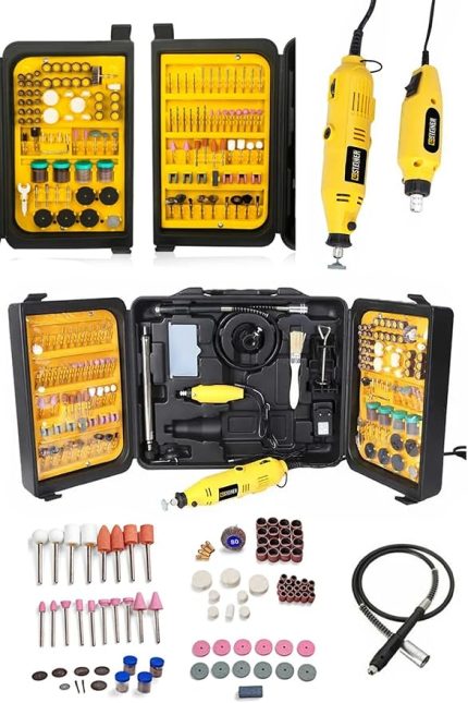 Alman 350 Parça Profesyonel 460 Watt Hobi Gravür Mini Kalıpçı Taşlama Makinesi