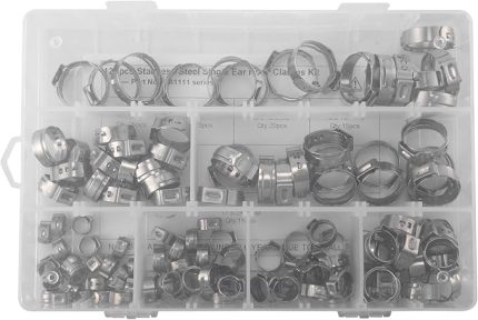 304 Paslanmaz Çelik Kulak Çelik Olmayan Hortum Kelepçesi Sınıflandırma Kiti, 128 Parça