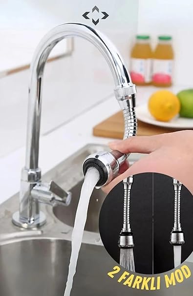 Hortumlu Esnek Su Tasarruflu 2 Modlu Musluk Başlığı, Ayarlanabilir Akış ve Yön, Kolay Montaj, Dayanıklı Tasarım - Görsel 5