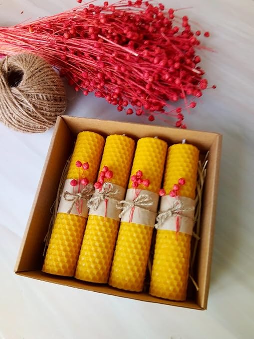 (4 Adet) 14Cm X 3Cm Doğal Petek Balmumu mum Hediyelik Bal Mumu Mum Besswax Arı Mumu - Görsel 2