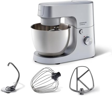 Homebake Mutfak Şefi KHH01.000SI - Stand Mikser, Hamur Yoğurma Makinesi, 1400 Watt, 5 Litre Paslanmaz Çelik Geniş Hazne, Sıçrama Önleyici Kapak, 3 Hazne içi Aparat