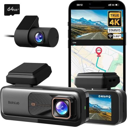 4K Dash Cam Ön ve Arka, 4K Araba Dash Cam Ön ve 2K Arka Kamera, Gece Görüşü, STARVIS Dash Cam, ADAS, 170° Geniş Açı, Dahili GPS ve WiFi, 24/7 Park Modu, 64 GB SD Kart Dahil
