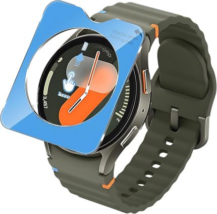 Samsung Galaxy Watch 7 44mm için Kolay Uygulama Aparatlı Ekran Koruyucu 9H Sertliğinde Çizilmeye Karşı Koruyan Dokunma Hassasiyetini ve Görüntü Kalitesini Etkilemeyen Cam Filmi