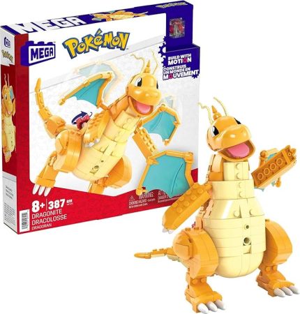 Çocuklar için kinetik yapı parçasıyla hareket özelliği bulunan, birleştirilebilir ve eklemleri bükülebilir büyük ölçekli Mega Pokémon Dragonite yapı oyuncakları, HKT25