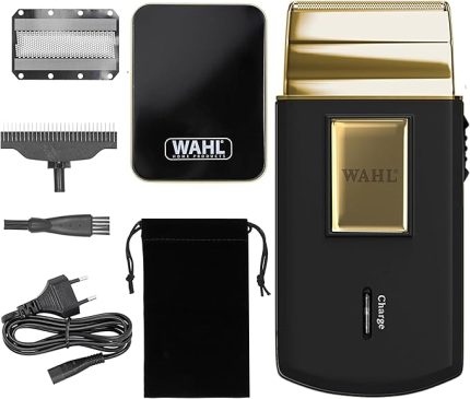 Travel Shaver Gold Edition kablosuz ve şarj edilebilir elektrikli tıraş makinesi, erkekler için, seyahat, saç ve sakal kesmek için ideal, kompakt ve taşınabilir