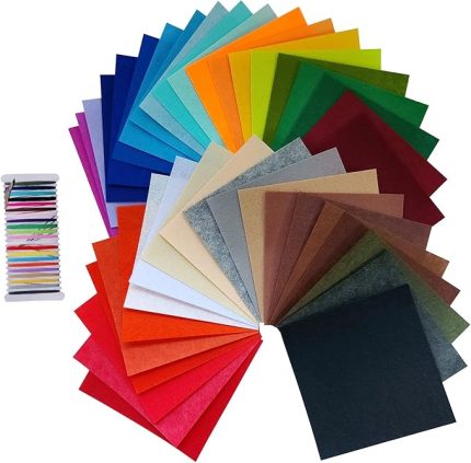 El işi için keçe, sert keçe kumaş, 15 x 15 cm nakış için el işi keçesi, 40 adet renkli keçe, kendin yap dikiş projeleri için