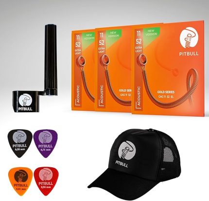 Gold Seri Akustik Gitar Teli GAG 11-52 EL 3'lü SET + Şapka, Tel Sihirbazı, Pena HEDİYELİ GAG 11-52 EL 3P SSC