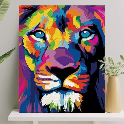 Hobi Sanat Sayılarla Boyama Tuval Seti Fırça Boya Dahil (Çıtalı) 40x50 CM - Aslan