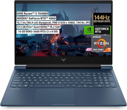 Victus | AMD Ryzen 5 7640HS | 16 GB RAM | 512 GB SSD | NVIDIA GeForce RTX 4060 DLSS 3 | 16, 1 inç 144 Hz FHD IPS | FreeDOS | Gaming Laptop | 7Z590EA