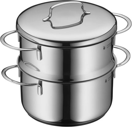 Mini Buharlı Pişirme Tenceresi, 16 cm, 1,5 L, Metal Kapaklı, İndüksiyon Uyumlu, Cromargan® Yüksek Kaliteli Parlak Paslanmaz Çelik, Üst Üste Saklanabilir