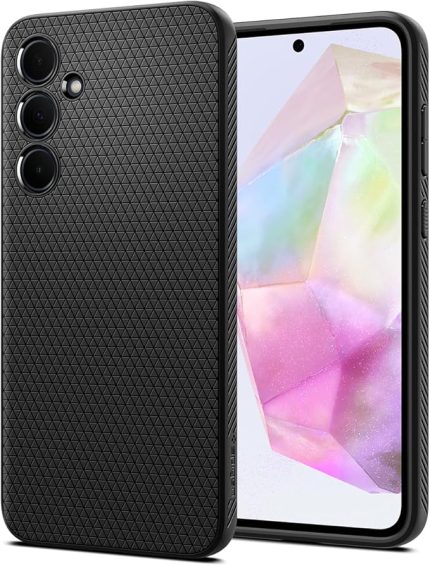 Galaxy A35 ile Uyumlu Kılıf Liquid Air Kaymaz Dokulu Yüzey Siyah Kapak - ACS07519 (Spigen TR Garantili)