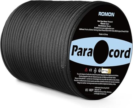 Paracord 4 mm, 50 m paraşüt ipi ipi, 9 çekirdekli paraşüt ipi bantları, ip yırtılmaz ip, güneş tentesi, naylon paraşüt ipi, hayatta kalma ipi, dış mekan hayatta kalma kampı için, siyah