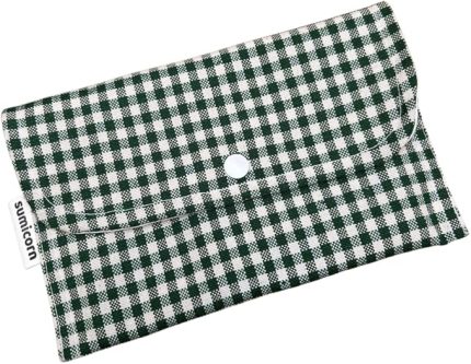 Keten Yıkanabilir Çıtçıt Detaylı Kadınlar için Ped Çantası,Mini Kozmetik Makyaj Çantası,Ped Kesesi,Cüzdan,Kartlık (koyu yeşil)