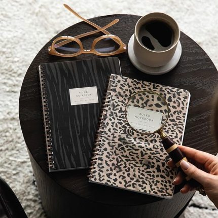 A5 Spiralli Karton Kapak Çizgili Okul Defteri 80 yaprak 2'li Set - Ders Programlı - Leopar