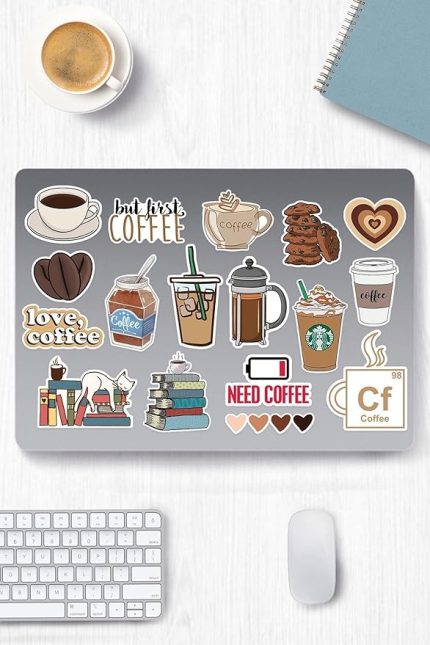 Temalı Sticker Etiket Seti - Coffee Sticker - Laptop Notebook Telefon