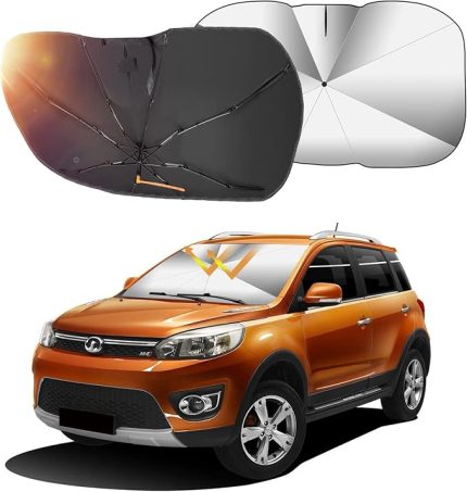 Güneş koruması, araç ön camları, katlanabilir güneşlik, UV koruması ve ısı koruması, reflektör, şemsiye, otomobil/SUV/MVP/kamyon/araçlar için 31 x 57 inç