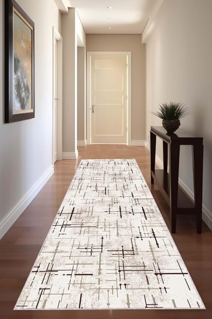 Özel Ölçülü Kesme Rulo Yolluk Kaymaz Tabanlı Hol Antre Mutfak Halısı Ar1494, Bej, 80 X 180