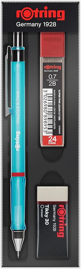 Visuclick Versatil Kalem 3’lü Okul Seti, Uçlu Kalem 0.7 mm, 0.7 Uç 2B, Silgi Hediye - Mavi