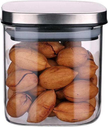 450ml Sızdırmaz Vakumlu Metal Kapaklı Borosilikat Cam Kavanoz – Hava Geçirmez & Dayanıklı Gıda Saklama Kabı (10cm x 10cm)