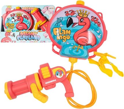 1200 ml Su Kapasiteli Sırt Çantalı 9 Metre Atış Mesafeli Su Tabancası 20 Cm - Çantalı Oyuncak Su Tabancası Taşınabilir Dinozor ve Pelikan Desenli (pelikan)