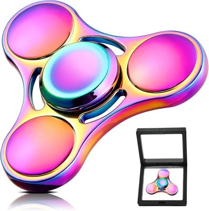 Fidget Spinner metal – yetişkinler ve çocuklar için yüksek hızlı topaç – çıkarılabilir pedli stres önleyici duyusal oyun, ofis, okul ve hediyeler için mükemmel (gökkuşağı)