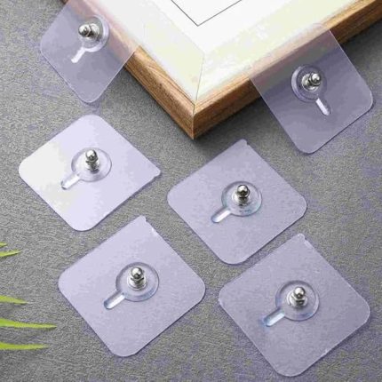 Yapışkanlı Vida Şeffaf Duvara Monte Vida Kancaları, İz Bırakmayan Asma Çivi Kancaları Tutucular Vidalar, Banyo Mutfak Oturma Odası için Dekoratif Tablolar Asmak için Şeffaf Vida Duvar Çivisi(4 Adet)