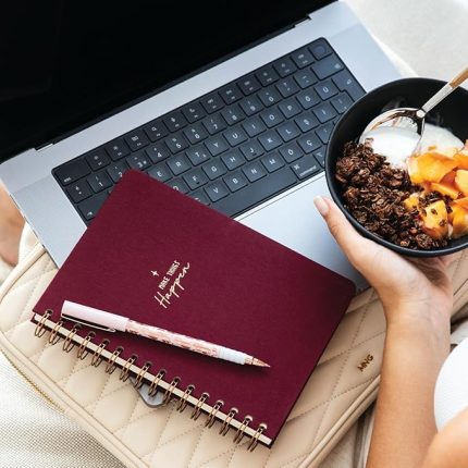 A5 Spiralli Sert Kapak Keten Çizgili Tarihsiz Not Defteri Bordo