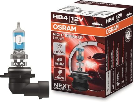 Ampul Night Breaker Laser HB4 12V 51W%150'ye kadar Fazla Işık 150M'ye kadar Fazla Görüş Açısı,%20'ye kadar Beyaz Işık 9006NL