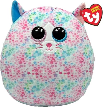Squishy Beanies - Emma Çok Renkli Yıldız Kedi Yumuşak Peluş Yastık, Glitter Gözlüklü Peluş Yastık, Gençler ve Yaşlılar için Hediye Fikri, Hepsi Toplanacak - 22 cm - T39264