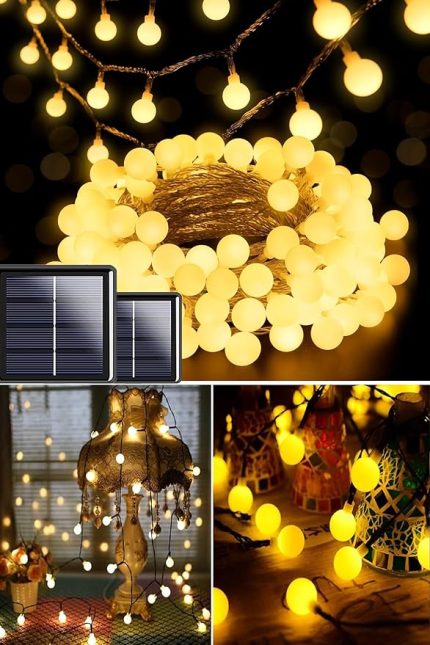 home 50 Led 7 Metre Sarı Led Işık Güneş Enerjili Solar Bahçe Balkon Ağaç Lambası Aydınlatması Enerji Tasarruflu