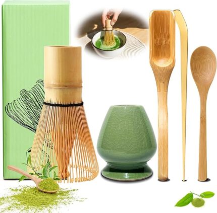 Adet Matcha Çırpma Tea Seti Matcha Çırpıcı Çay Yapımı için Mutfak Aletleri (Yeşil)