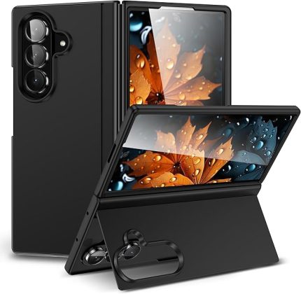 Samsung Galaxy Z Fold 7 için kılıf, tutuculu, sert polikarbon koruyucu kılıf, çizilmeye karşı dayanıklı Rugged Cover Galaxy Z Fold 7 için katlanır stand Case (siyah)