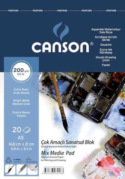 Fineface Çok Amaçli Resim Bloklari 200Gr A5 20Yp Üstten Spiralli Resim Defteri