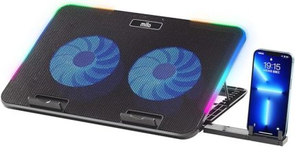 Mila Serisi M2 R-TYPE RGB Işıklı, 2 Büyük Fan, Telefon Standı,2 USB Notebook Soğutucu Stand