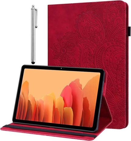 Samsung Galaxy Tab S6 Lite 2022/2020 10.4 inç SM-P610 / P615 için Kılıf Stylus - Ultra İnce Flip PU Deri Kapak Koruyucu Kılıf Samsung Tab S6 Lite için Kılıf (Kırmızı)