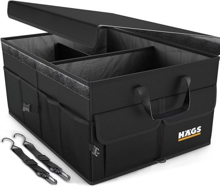 Araba Bagaj Çantası, Araç içi Düzenleyici Organizer, Katlanabilir Oto Bagaj Düzenleyici, Oto Aksesuarları, Sağlam Araba Alet Eşya Düzenleyici - 50 Lt- Siyah