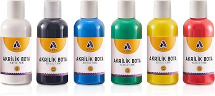 Akrilik Boya Seti, 6’lı, 60 ml, Klasik Renkler, Su Bazlı, Karışabilir ve Çok Yüzeyli Kullanım