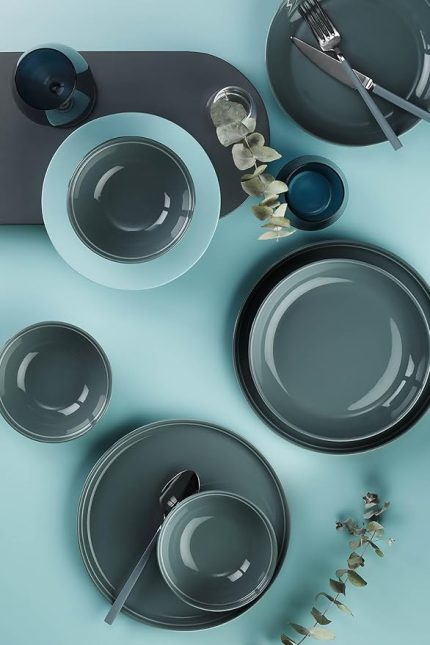 Porselen Fit-C 18 Parça 6 Kişilik Yemek Takımı Mavi