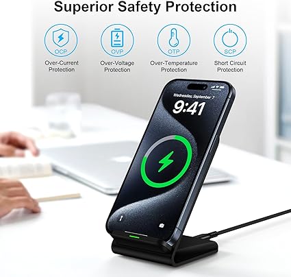 Kablosuz Şarj Cihazı Hızlı Şarj Standı Kablosuz Android Masa Telefonu Şarj Standı Samsung Galaxy S24 Ultra S24+ S24 S23 FE S22 S21 S20 S10 S9 S8, iPhone 15 Pro Max Plus 14 13 12, Pixel 8 7 - Görsel 4