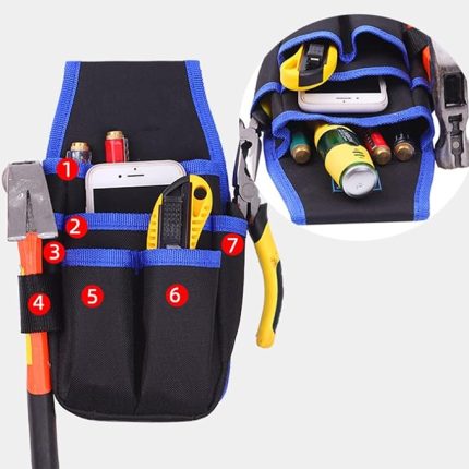 Elektrikçi Alet Çantası Çok Fonksiyonlu Elektrikçi Alet Çantası, Elektrikçi Bel Çantası Bel Alet Cebi Alet Çantası Profesyonel Onarım Için Oxford Kumaş Bel Kiti Mavi