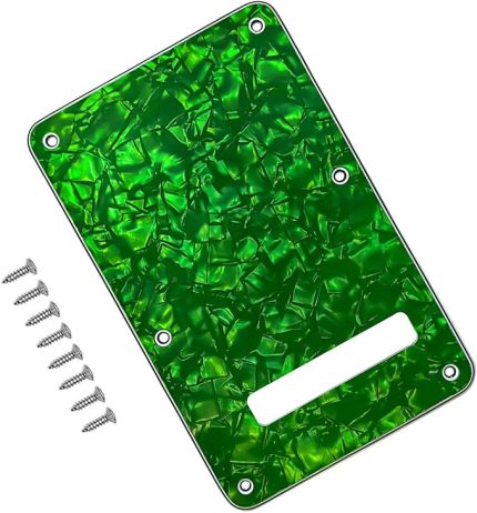 Guitar Back Plate Compatible with Strat/Stratocaster Tremolo Cavity Cover, Tremolo Cover with Pickguard featuring 6 Screws(Green)